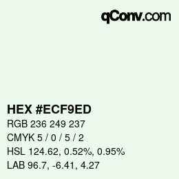颜色代码: HEX #ECF9ED | qconv.com