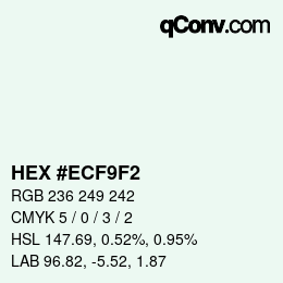 颜色代码: HEX #ECF9F2 | qconv.com