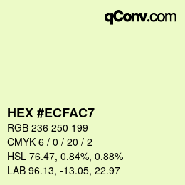 颜色代码: HEX #ECFAC7 | qconv.com