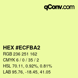 颜色代码: HEX #ECFBA2 | qconv.com