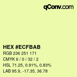 Color code: HEX #ECFBAB | qconv.com
