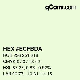 Color code: HEX #ECFBDA | qconv.com