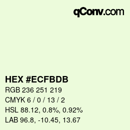 颜色代码: HEX #ECFBDB | qconv.com