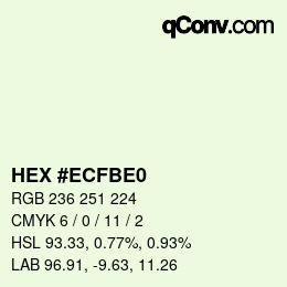 颜色代码: HEX #ECFBE0 | qconv.com