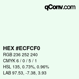 Color code: HEX #ECFCF0 | qconv.com