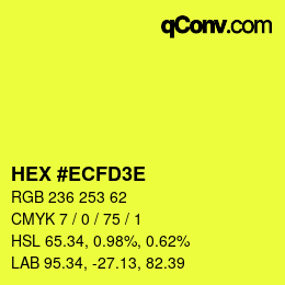 Color code: HEX #ECFD3E | qconv.com