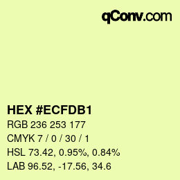 颜色代码: HEX #ECFDB1 | qconv.com
