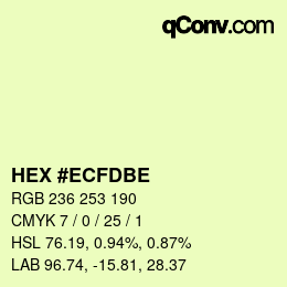 Color code: HEX #ECFDBE | qconv.com