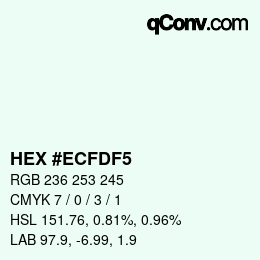 颜色代码: HEX #ECFDF5 | qconv.com