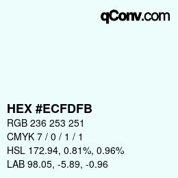 カラーコード: HEX #ECFDFB | qconv.com