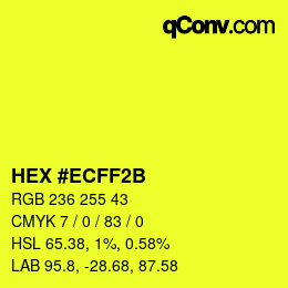 Color code: HEX #ECFF2B | qconv.com