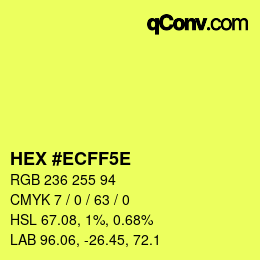 Code couleur: HEX #ECFF5E | qconv.com