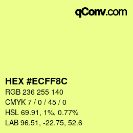 Color code: HEX #ECFF8C | qconv.com