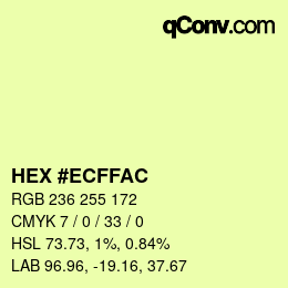 Color code: HEX #ECFFAC | qconv.com