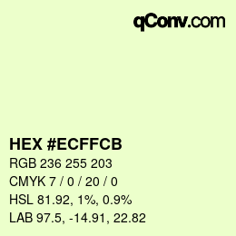 Color code: HEX #ECFFCB | qconv.com