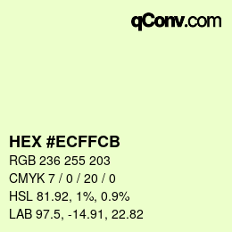 カラーコード: HEX #ECFFCB | qconv.com