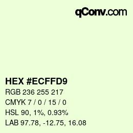 颜色代码: HEX #ECFFD9 | qconv.com