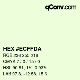 Color code: HEX #ECFFDA | qconv.com