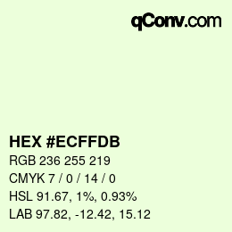 カラーコード: HEX #ECFFDB | qconv.com