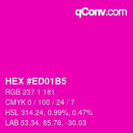 カラーコード: HEX #ED01B5 | qconv.com