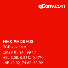 Color code: HEX #ED0F03 | qconv.com
