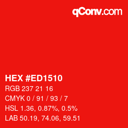 Color code: HEX #ED1510 | qconv.com