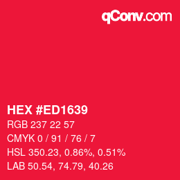 Color code: HEX #ED1639 | qconv.com