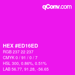 Color code: HEX #ED16ED | qconv.com