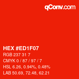 Color code: HEX #ED1F07 | qconv.com