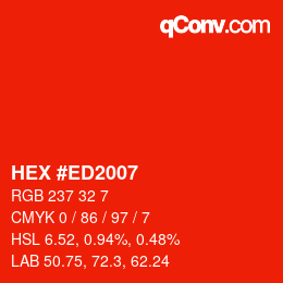 Color code: HEX #ED2007 | qconv.com