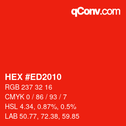 カラーコード: HEX #ED2010 | qconv.com