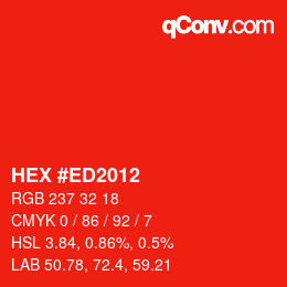 颜色代码: HEX #ED2012 | qconv.com