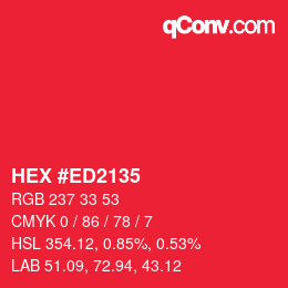 Color code: HEX #ED2135 | qconv.com