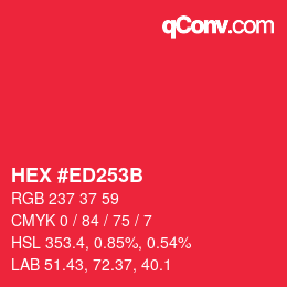 Color code: HEX #ED253B | qconv.com