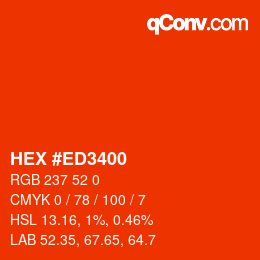 Color code: HEX #ED3400 | qconv.com