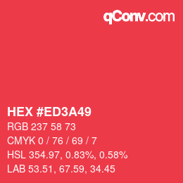 Color code: HEX #ED3A49 | qconv.com