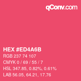 Color code: HEX #ED4A6B | qconv.com