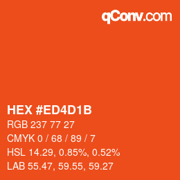 Color code: HEX #ED4D1B | qconv.com