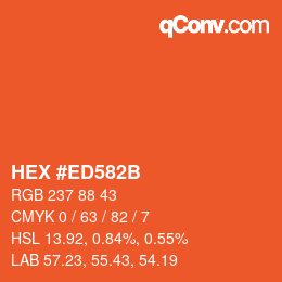 Color code: HEX #ED582B | qconv.com