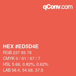 Color code: HEX #ED5D4E | qconv.com