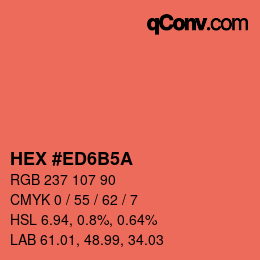 Color code: HEX #ED6B5A | qconv.com