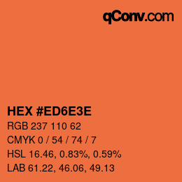 Color code: HEX #ED6E3E | qconv.com