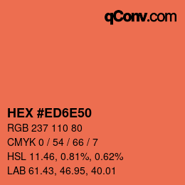 Farbcode: HEX #ED6E50 | qconv.com