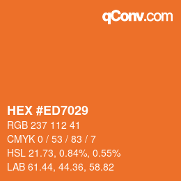 Farbcode: HEX #ED7029 | qconv.com
