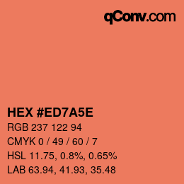 Color code: HEX #ED7A5E | qconv.com