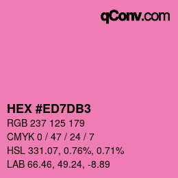 颜色代码: HEX #ED7DB3 | qconv.com