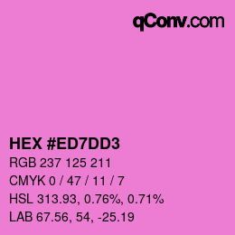 颜色代码: HEX #ED7DD3 | qconv.com