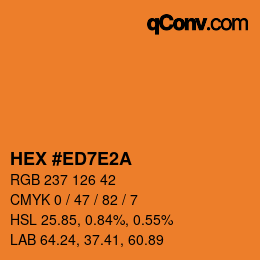 Color code: HEX #ED7E2A | qconv.com