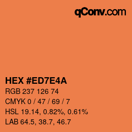 Color code: HEX #ED7E4A | qconv.com
