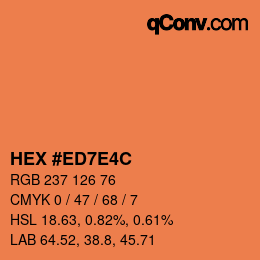 Color code: HEX #ED7E4C | qconv.com